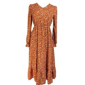 SHEIN Floral Orange Women’s Long Sleeve Dress